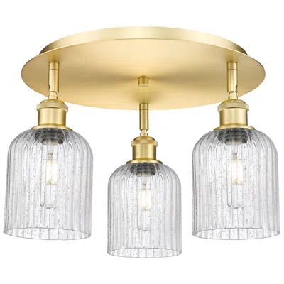 Innovations Lighting Ballston Bridal Veil 17" 3 Light Flush Mount Satin Gold Seedy Shade