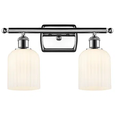 Innovations Lighting Ballston Bridal Veil 2 Light 15" Bath Vanity Chrome Gloss White Shade
