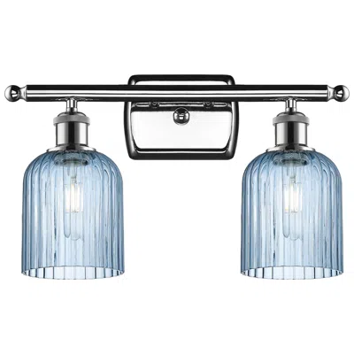 Innovations Lighting Ballston Bridal Veil 2 Light 15" Bath Vanity Chrome Princess Blue Shade