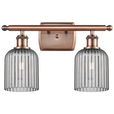 Innovations Lighting Ballston Bridal Veil 2 Light 15" Bath Vanity Copper Light Smoke Shade In Brown