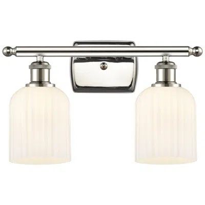 Innovations Lighting Ballston Bridal Veil 2 Light 15" Bath Vanity Nickel Gloss White Shade