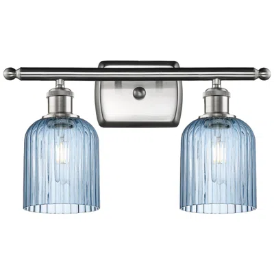 Innovations Lighting Ballston Bridal Veil 2 Light 15" Bath Vanity Nickel Princess Blue Shade