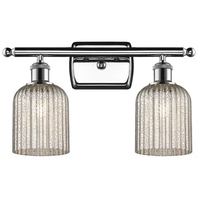 Innovations Lighting Ballston Bridal Veil 2 Light 15" Bath Vanity Polished Chrome Mercury Shade