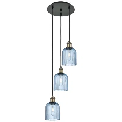 Innovations Lighting Ballston Bridal Veil 3 Light 12" Cord Hung Multi Pendant Black Brass Blue