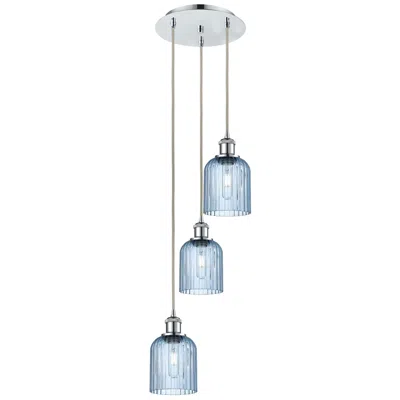 Innovations Lighting Ballston Bridal Veil 3 Light 12" Cord Hung Multi Pendant Chrome/blue Shade