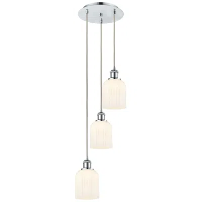 Innovations Lighting Ballston Bridal Veil 3 Light 12" Cord Hung Multi Pendant Chrome/white Shade