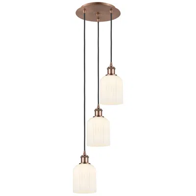 Innovations Lighting Ballston Bridal Veil 3 Light 12" Cord Hung Multi Pendant Copper/white Shade