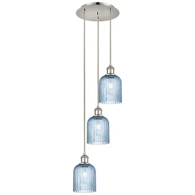 Innovations Lighting Ballston Bridal Veil 3 Light 12" Cord Hung Multi Pendant Nickel W/ Blue