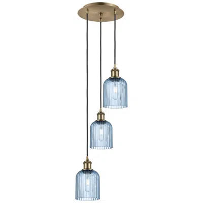 Innovations Lighting Ballston Bridal Veil 3 Light 12" Cord Hung Multipendant Antique Brass/blue