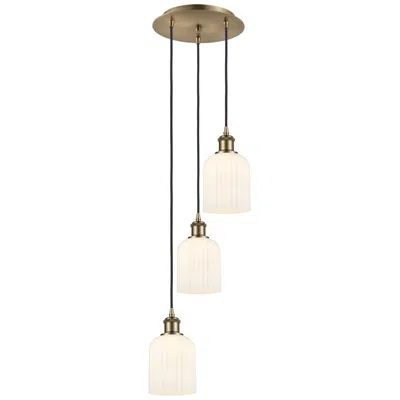 Innovations Lighting Ballston Bridal Veil 3 Light 12" Cord Hung Multipendant Antique Brass/white