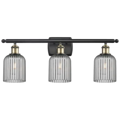 Innovations Lighting Ballston Bridal Veil 3 Light 25" Bath Vanity Black Brass Light Smoke Shade