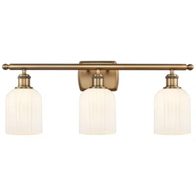 Innovations Lighting Ballston Bridal Veil 3 Light 25" Bath Vanity Brass Gloss White Shade