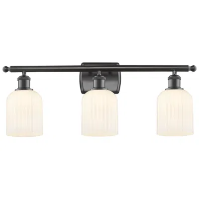 Innovations Lighting Ballston Bridal Veil 3 Light 25" Bath Vanity Bronze Gloss White Shade