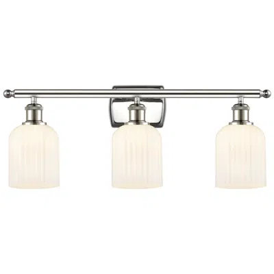 Innovations Lighting Ballston Bridal Veil 3 Light 25" Bath Vanity Nickel Gloss White Shade