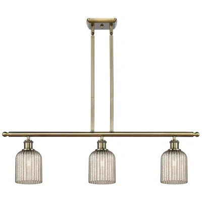 Innovations Lighting Ballston Bridal Veil 3 Light 36" Stem Hung Island Light Antique Brass