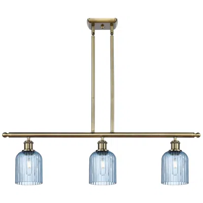 Innovations Lighting Ballston Bridal Veil 3 Light 36" Stem Hung Island Light Antique Brass Blue