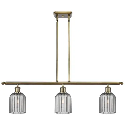 Innovations Lighting Ballston Bridal Veil 3 Light 36" Stem Hung Island Light Antique Brass Smoke