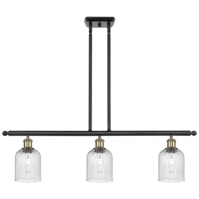 Innovations Lighting Ballston Bridal Veil 3 Light 36" Stem Hung Island Light Black Brass & Seedy