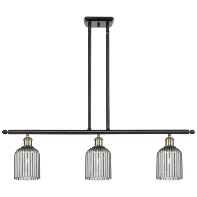 Innovations Lighting Ballston Bridal Veil 3 Light 36" Stem Hung Island Light Black Brass & Smoke