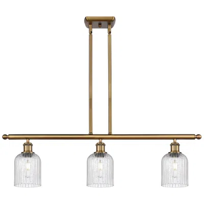 Innovations Lighting Ballston Bridal Veil 3 Light 36" Stem Hung Island Light Brass Seedy Shade