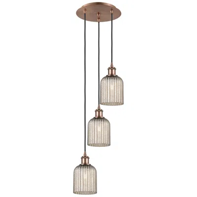 Innovations Lighting Ballston Bridal Veil 3-light 12" Cord Hung Pendant Antique Copper/mercury