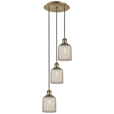 Innovations Lighting Ballston Bridal Veil 3-light 12" Cord-hung Pendant In Antique Brass/mercury
