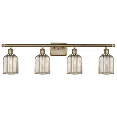 Innovations Lighting Ballston Bridal Veil 4 Light 35" Bath Vanity Antique Brass Mercury Shade