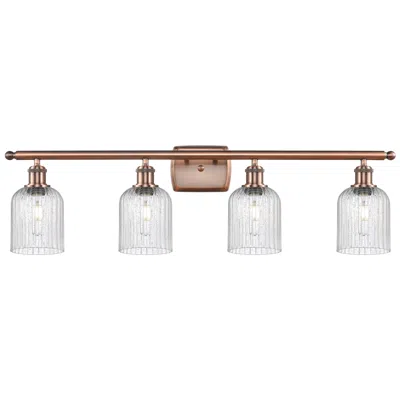 Innovations Lighting Ballston Bridal Veil 4 Light 35" Bath Vanity Antique Copper Seedy Shade