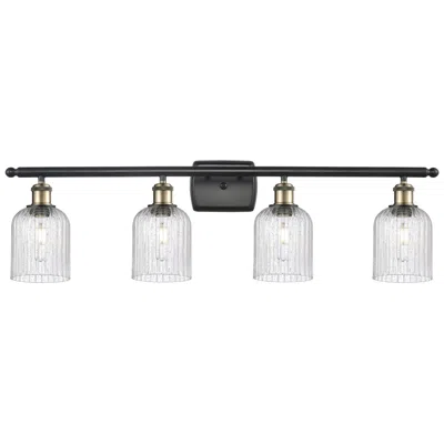 Innovations Lighting Ballston Bridal Veil 4 Light 35" Bath Vanity Black   Brass Seedy Shade