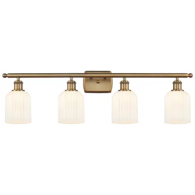 Innovations Lighting Ballston Bridal Veil 4 Light 35" Bath Vanity Brass Gloss White Shade
