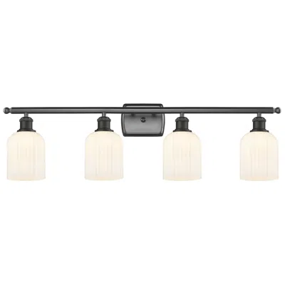 Innovations Lighting Ballston Bridal Veil 4 Light 35" Bath Vanity Bronze Gloss White Shade