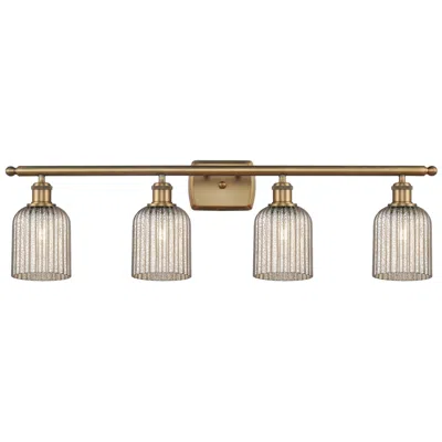 Innovations Lighting Ballston Bridal Veil 4 Light 35" Bath Vanity Brushed Brass Mercury Shade