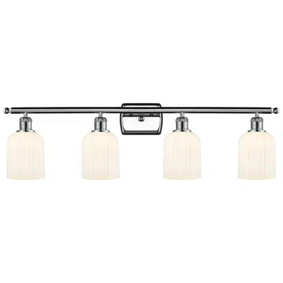 Innovations Lighting Ballston Bridal Veil 4 Light 35" Bath Vanity Chrome Gloss White Shade