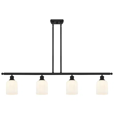 Innovations Lighting Ballston Bridal Veil 4 Light 48" Stem Hung Island Light Black & White Shade