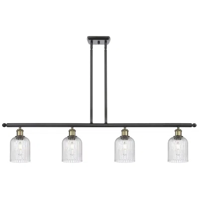 Innovations Lighting Ballston Bridal Veil 4 Light 48" Stem Hung Island Light Black Brass & Seedy