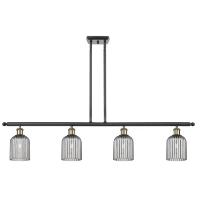 Innovations Lighting Ballston Bridal Veil 4 Light 48" Stem Hung Island Light Black Brass & Smoke