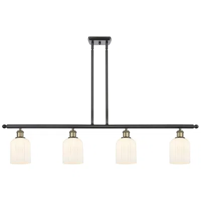 Innovations Lighting Ballston Bridal Veil 4 Light 48" Stem Hung Island Light Black Brass & White