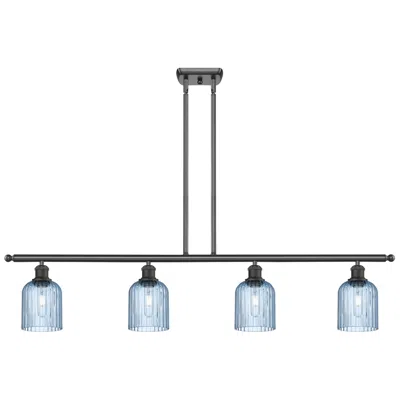 Innovations Lighting Ballston Bridal Veil 4 Light 48" Stem Hung Island Light Bronze & Blue Shade