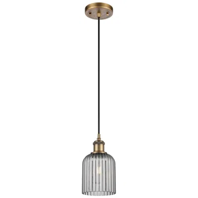 Innovations Lighting Ballston Bridal Veil 5" Cord Hung Mini Pendant Satin Nickel Light Smoke