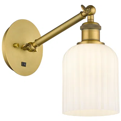 Innovations Lighting Ballston Bridal Veil 5" Sconce Arm Adjusts Up And Down Brass White Shade