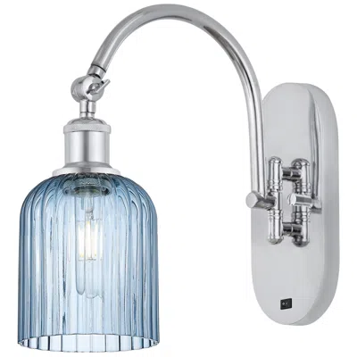 Innovations Lighting Ballston Bridal Veil 5" Sconce Arm Swivels Side To Side Chrome Blue Shade