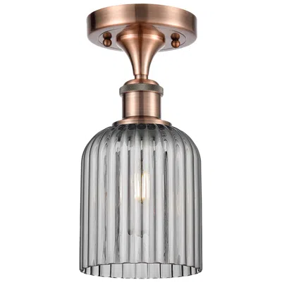 Innovations Lighting Ballston Bridal Veil 5" Semi-flush Mount Antique Copper Light Smoke Shade