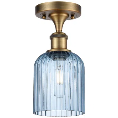Innovations Lighting Ballston Bridal Veil 5" Semi-flush Mount Brushed Brass Princess Blue Shade
