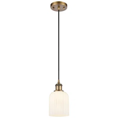 Innovations Lighting Ballston Bridal Veil 5" Stem Hung Mini Pendant Antique Brass Gloss White