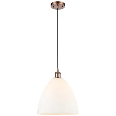 Innovations Lighting Ballston Bristol Glass 12" Led Mini Pendant - Antique Copper - Matte W