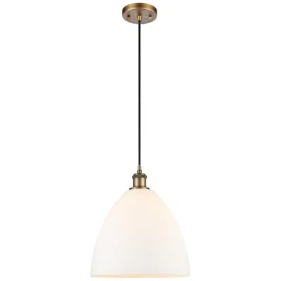 Innovations Lighting Ballston Bristol Glass 12" Led Mini Pendant - Brushed Brass - Matte Wh