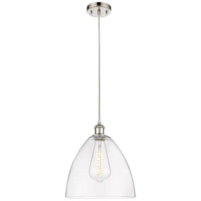 Innovations Lighting Ballston Bristol Glass 12" Led Mini Pendant - Polished Nickel - Clear