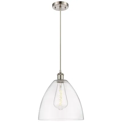 Innovations Lighting Ballston Bristol Glass 12" Mini Pendant - Brushed Satin Nickel - Clear