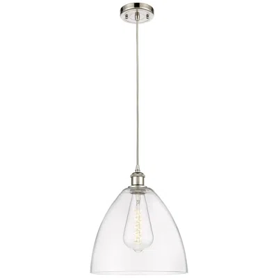 Innovations Lighting Ballston Bristol Glass 12" Mini Pendant - Polished Nickel - Clear Shad