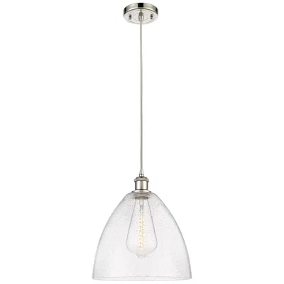 Innovations Lighting Ballston Bristol Glass 12" Mini Pendant - Polished Nickel - Seedy Shad